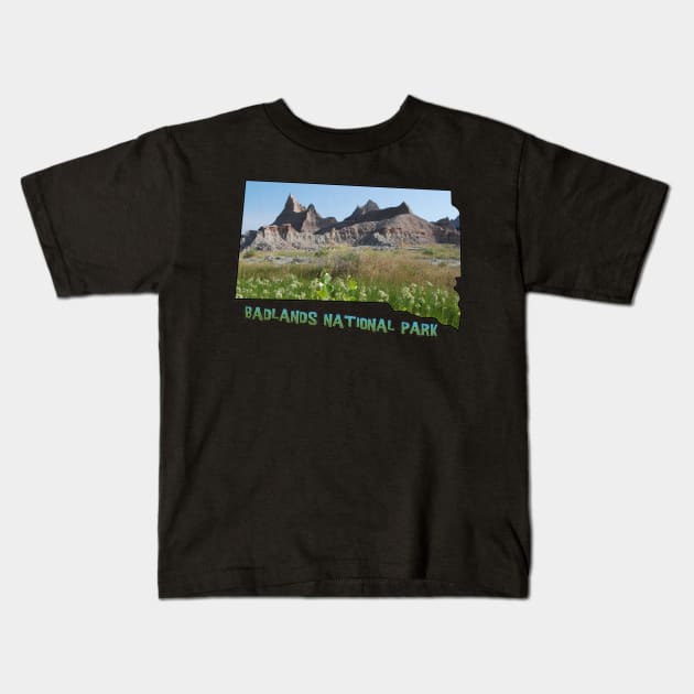 South Dakota State Outline (Badlands National Park) Kids T-Shirt by gorff
